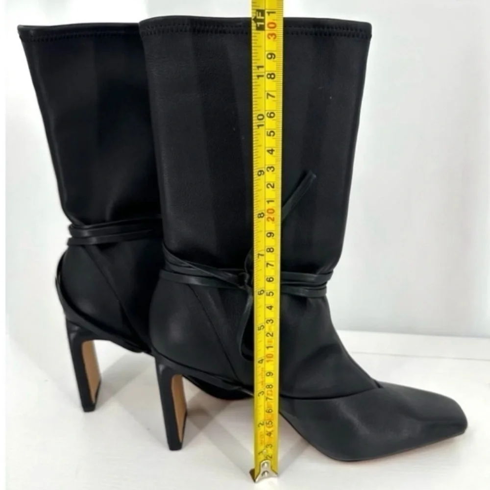 Jonathan Simkhai Tanner Leather Sock Pull On Ankle Tie Booties Boots ll size 38